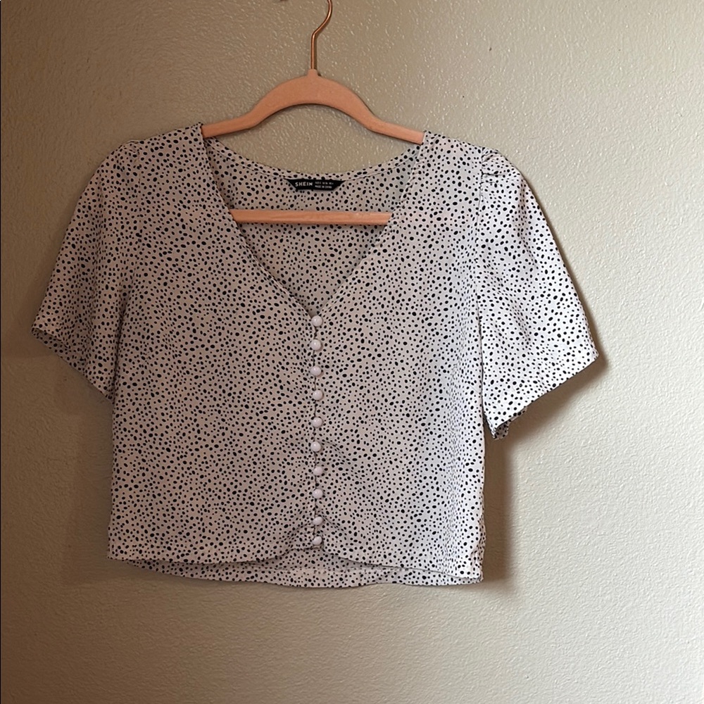 SHEIN White Puff Sleeve Cropped Blouse